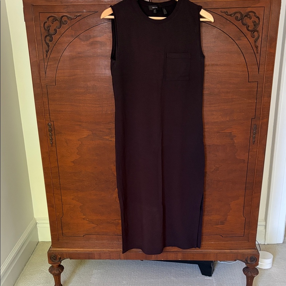 Theory Black Sleeveless Midi Dress